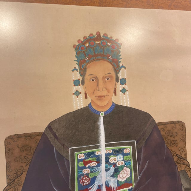 Make a statement with this large scale Asian empress, hand painted on silk. Signed top right.