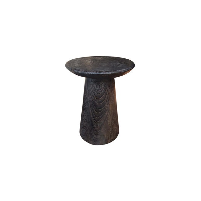 Contemporary Round Side Table Crafted From Teak Wood, Espresso Finish Modern Organic For Sale - Image 3 of 5
