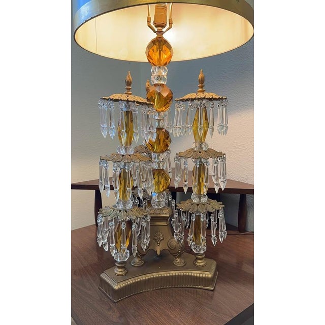 This lamp is absolutely stunning! This Loevsky L&L Crystal Prism Waterfall Lamp stands at 41 inches tall (with the shade),...