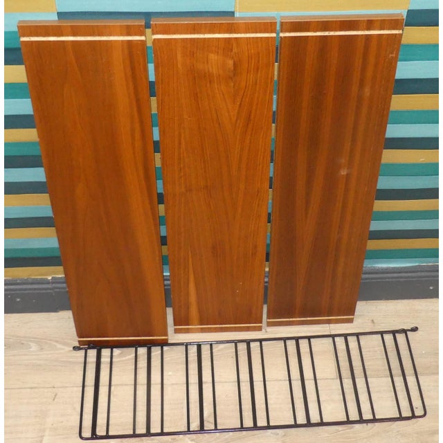 Vintage String Shelf Unit in Walnut and Teak, 1960s For Sale - Image 11 of 12