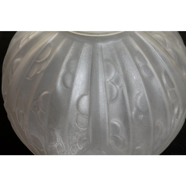 Glass Authentic French Art Deco Period 1920's Frosted Art Glass Round Vase For Sale - Image 7 of 8
