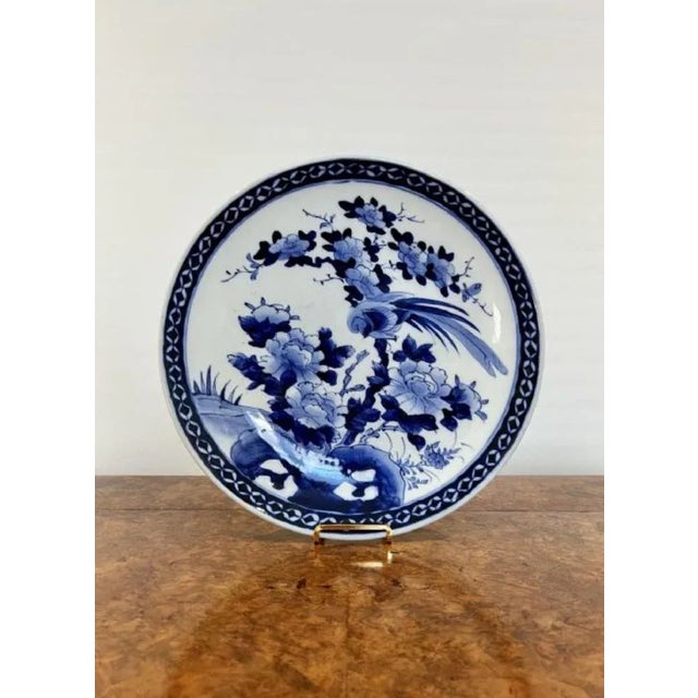 Quality antique Japanese blue and white imari plate having a quality antique Japanese imari blue and white plate, hand...