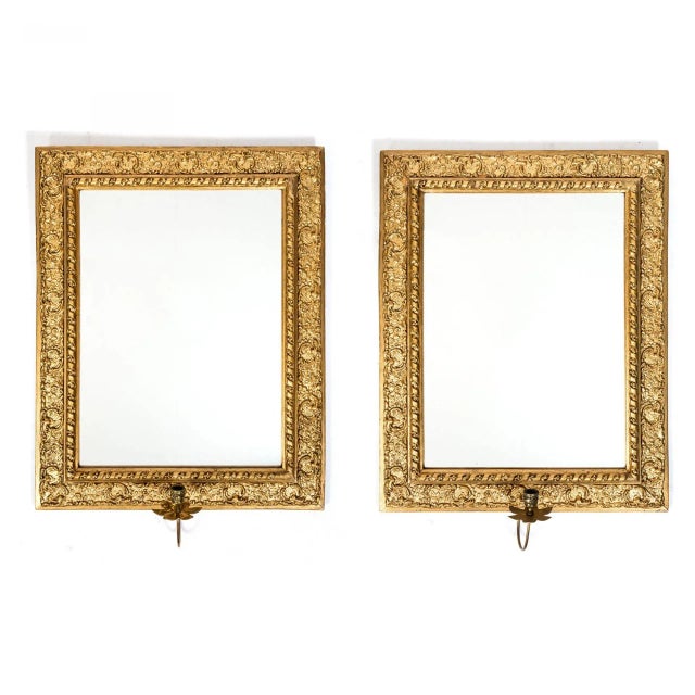Antique Bronze Plated Mirrors with Candleholders, Set of 2 For Sale - Image 5 of 6