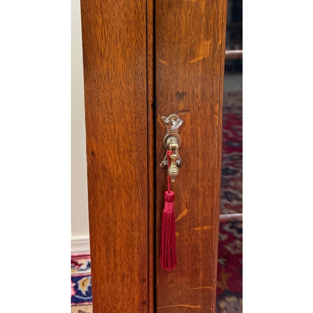 Antique English Corner Cabinet Carved Oak Hanging Wall Cabinet Storage c.1920s For Sale - Image 16 of 18