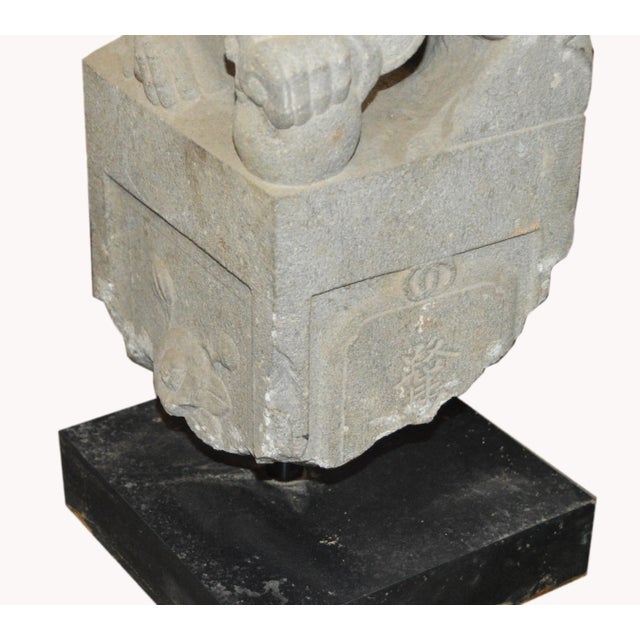 Qing Dynasty Hand-Carved Chinese Foo Dog Temple Decoration, Late 19th Century For Sale - Image 4 of 7