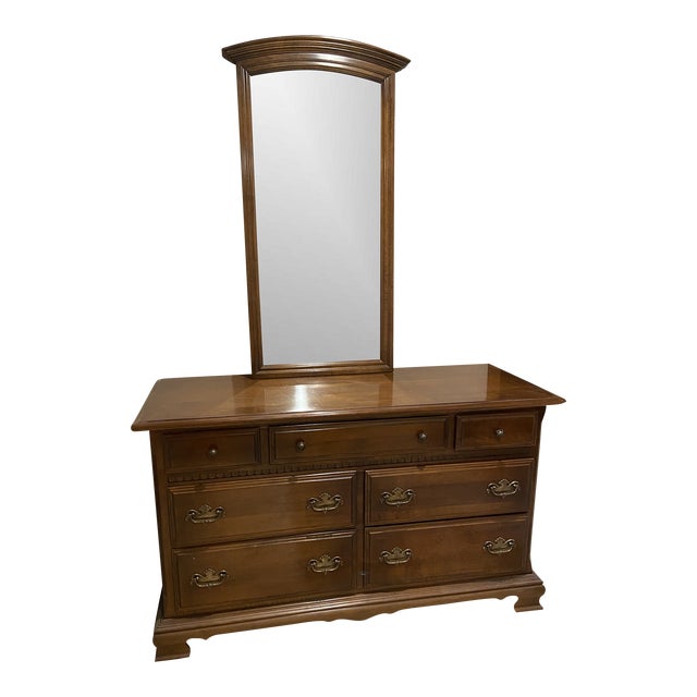 1970s Vintage Ethan Allen Classic Manor Dresser With Mirror Chairish