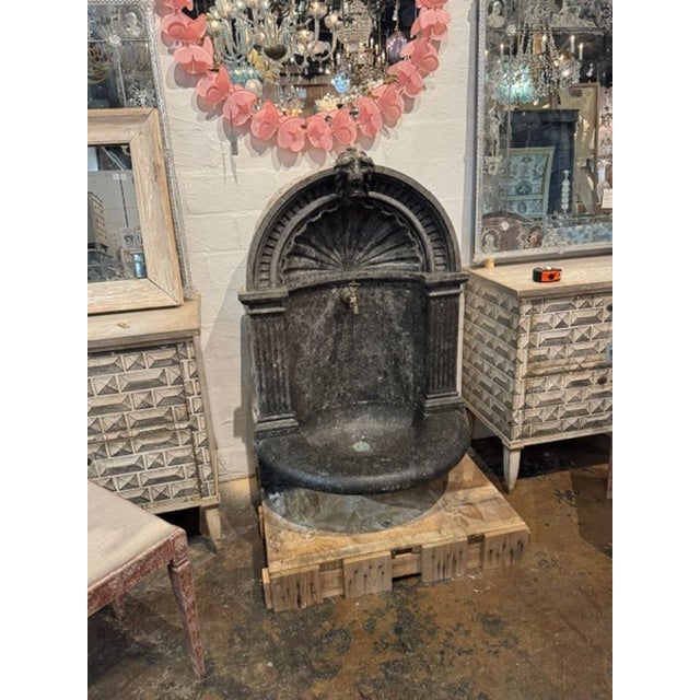 Rare 19th C. Belgian Black Marble Wall Fountain For Sale - Image 9 of 10