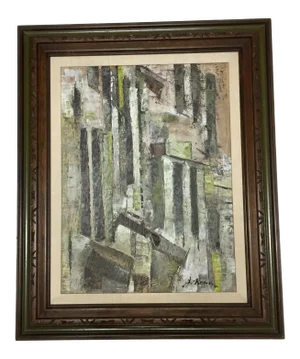 1969 Abstract Painting on Masonite by Joan Ronn