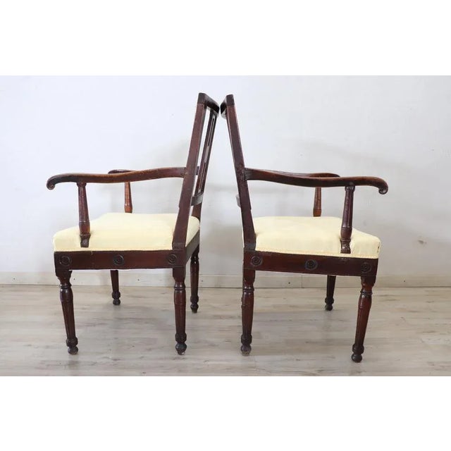 Brown Set of 18th Century Armchairs in Walnut For Sale - Image 8 of 13