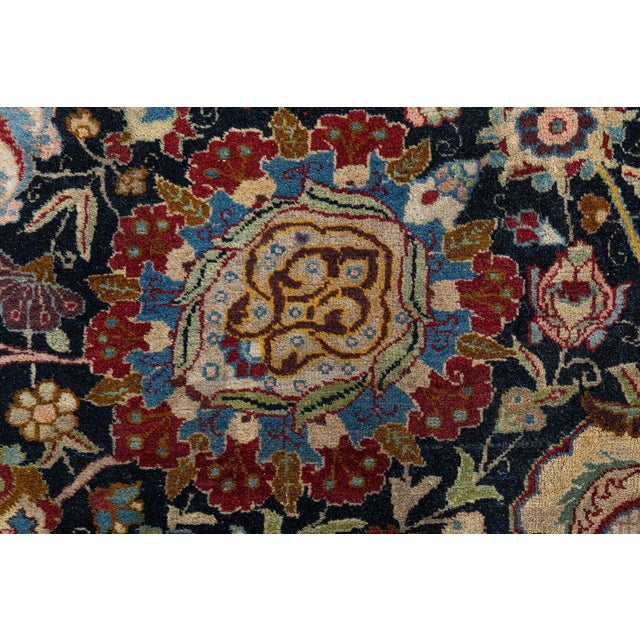 Beige Fine Antique Persian Tabriz Floral Red Handmade Wool Rug For Sale - Image 8 of 11
