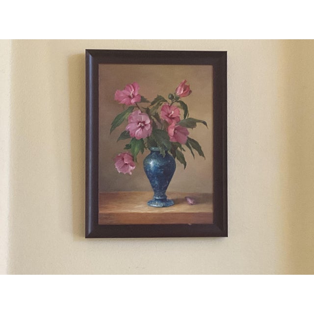 Mid 20th‑Century Vase With Flowers — Rich Classical Still Life Oil on Board, Signed For Sale In Palm Springs - Image 6 of 15