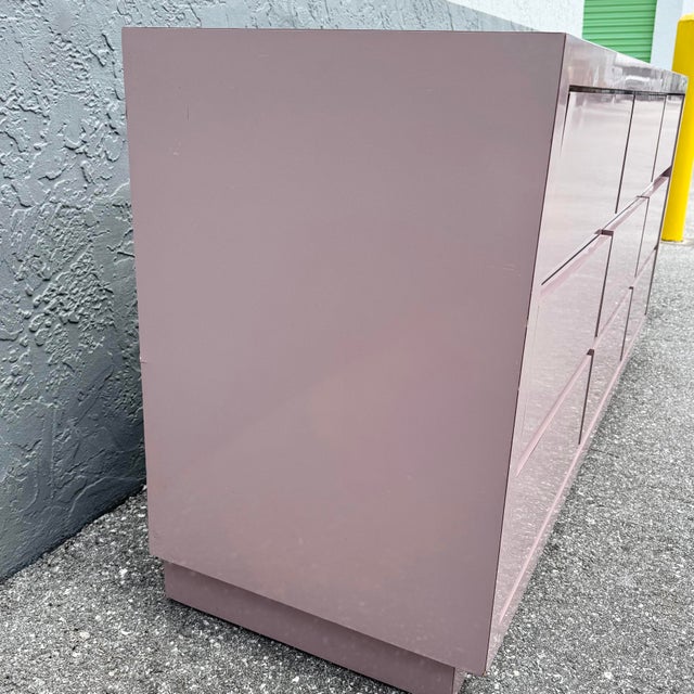 Mauve Postmodern Mauve Gloss Laminate Cubic Dresser For Sale - Image 8 of 10
