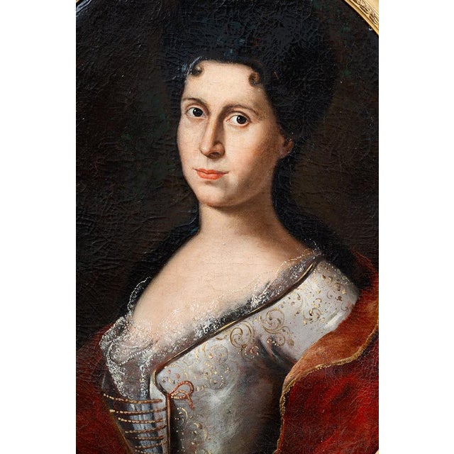 French Artist, Portrait Composition, 18th Century, Oil Painting on Canvas, Framed For Sale - Image 3 of 7