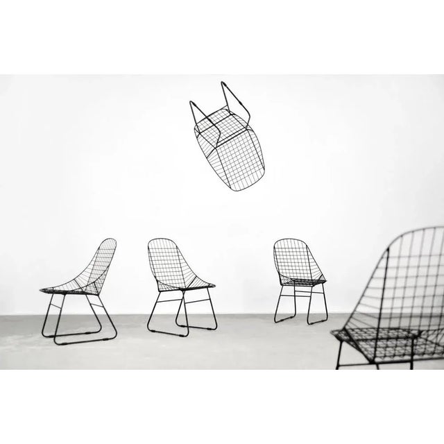 Mid-Century Modern Scandinavian Mid-Century Modern Minimalist Black Wire Prototype Chair, 1960s, Set of 5 For Sale - Image 3 of 18