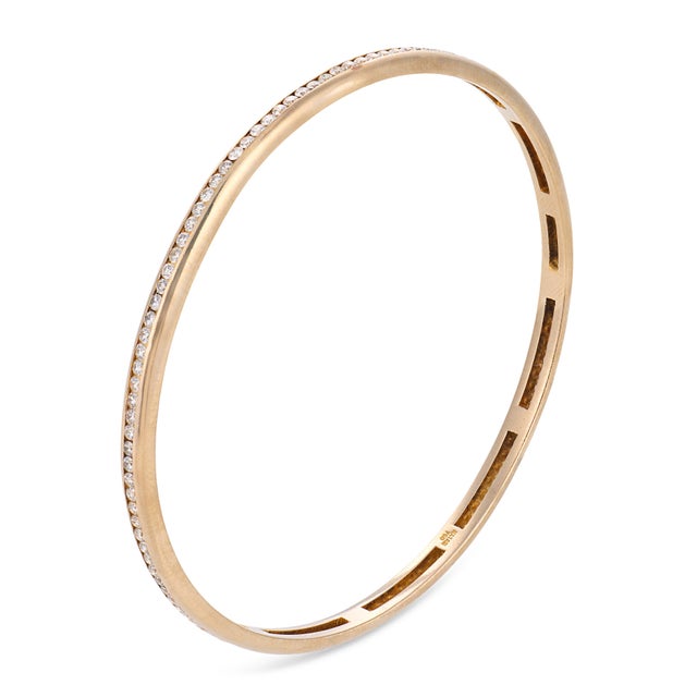 Contemporary Vintage Diamond 18k White Gold Bangle Bracelet For Sale - Image 3 of 5