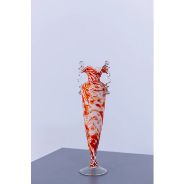Vintage Orange Murano Glass Vase by Fratelli Toso, 1940s For Sale - Image 9 of 10