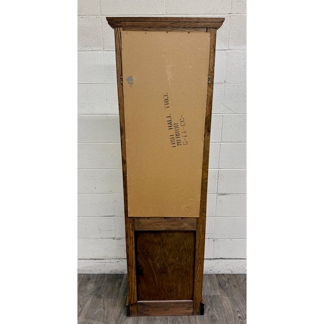 Vintage Late 20th Colonial Revival Style Traditional Style Century Oak Hall Tree For Sale - Image 11 of 11