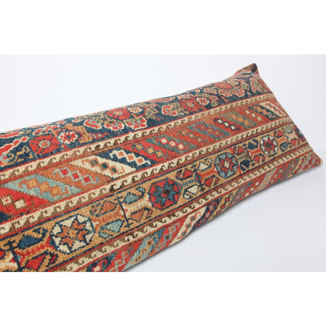 Yellow Handwoven Antique Persian Rug Lumbar Pillow Cover – Decorative Tribal Cushion Cover -16'' :X 41''' For Sale - Image 8 of 9