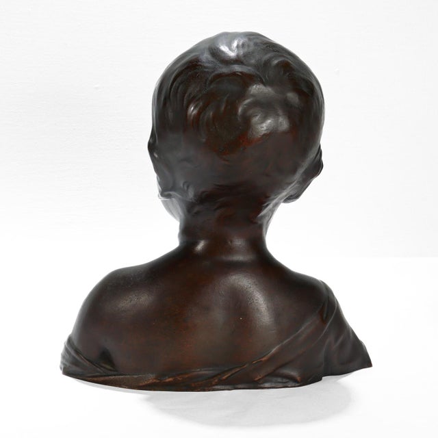 Renaissance Style Cast Bronze Bust of a Child After Desiderio For Sale - Image 4 of 10