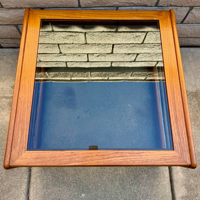 Mid Century Danish Modern Teak & Smoked Glass Coffee / Side Table by Komfort MCM (Unmarked) For Sale - Image 10 of 10