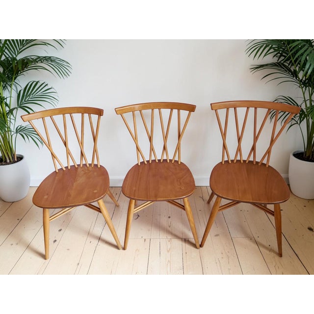 Mid-Century Modern Vintage Candlestick Chairs by Lucian Ercolani for Ercol, 1960s, Set of 3 For Sale - Image 3 of 18