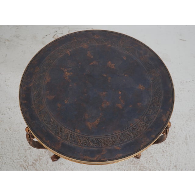 Traditional Round French Empire Etched Bronze Top Gueridon Lamp Table For Sale - Image 3 of 12