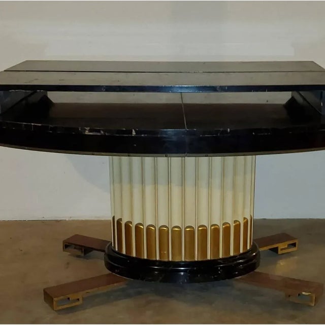 Vintage 1950s Attributed to Paul Frankl Empire Faux Marbling Dining Table For Sale - Image 9 of 13