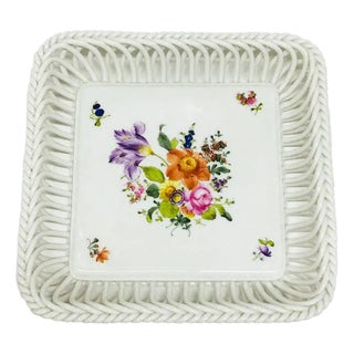 Porcelain Printemps Square Openwork Basket from Herend, Hungary For Sale