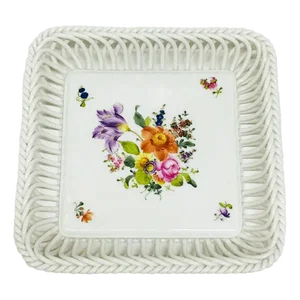 Porcelain Printemps Square Openwork Basket from Herend, Hungary