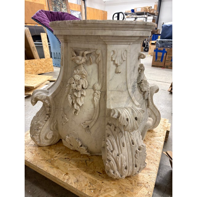 Rococo Carrera Marble Pedestal For Sale - Image 3 of 16