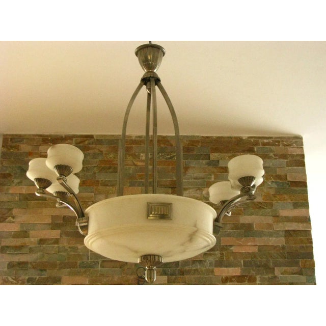 French Art Deco Alabaster Chandelier, 1925 For Sale - Image 15 of 15