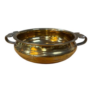 Brass Centerpiece Bowl With Decorative Handles For Sale