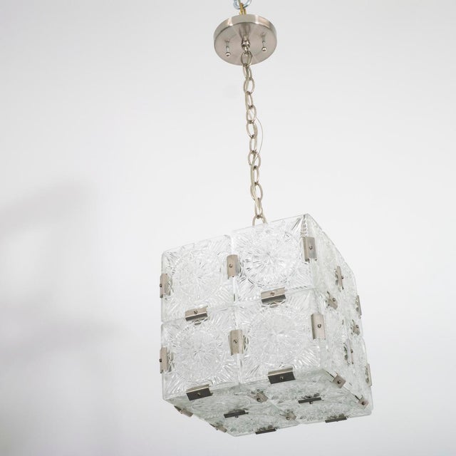 1960s Molded glass tile chandelier by Kamenicky Senov For Sale - Image 5 of 12