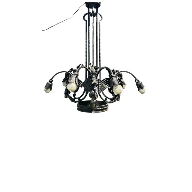 Mid 19th Century 19th Century Spanish Hand-Forged Iron Dragon Chandelier, Barcelona For Sale - Image 5 of 12