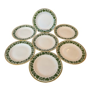 Set of 7 Meissen Green Ivy Salad Plates– Pfeiffer Dot Mark, 1924–1934 For Sale