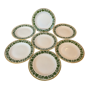 Set of 7 Meissen Green Ivy Salad Plates– Pfeiffer Dot Mark, 1924–1934