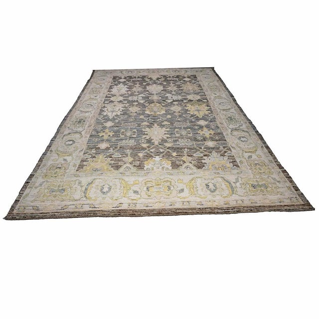 Early 21st Century 21st Century Turkish Oushak Wool 9X13 Gold, Ivory & Gray Handmade Area Rug #1144102 For Sale - Image 5 of 11