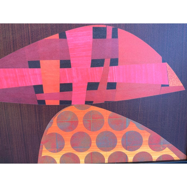 Pair of Mid Century Style Framed Orange and Brown Abstract Prints For Sale - Image 4 of 7