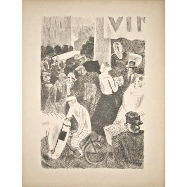 Marketplace - Original Lithograph by M. L. Savin 20th century For Sale