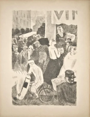 Marketplace - Original Lithograph by M. L. Savin 20th century