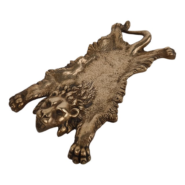 Vintage Brass Ashtray Depicting the Mythological Nemean Lion Skin, Italy, 1970s For Sale