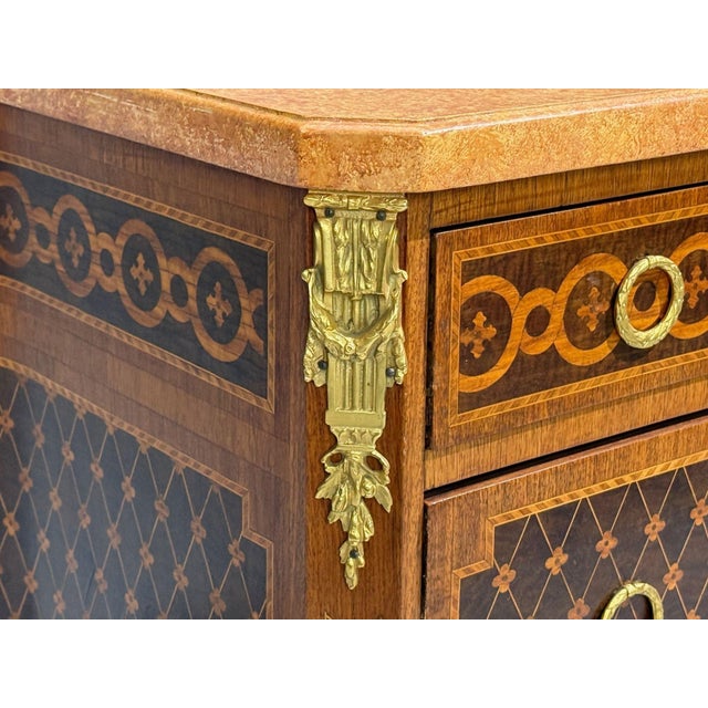 Louis Xvi, Commode, Bronze, Parquetry, Faux Marble, France, 20th C. For Sale - Image 11 of 15