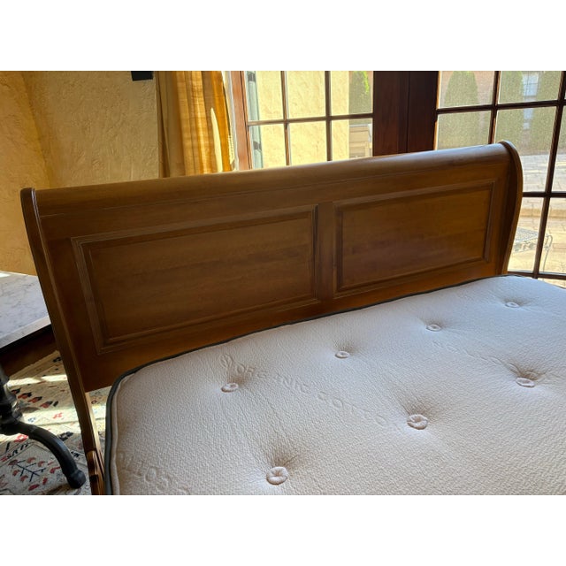 French Provincial Ethan Allen Country French Queen Sleigh Bed For Sale - Image 3 of 12