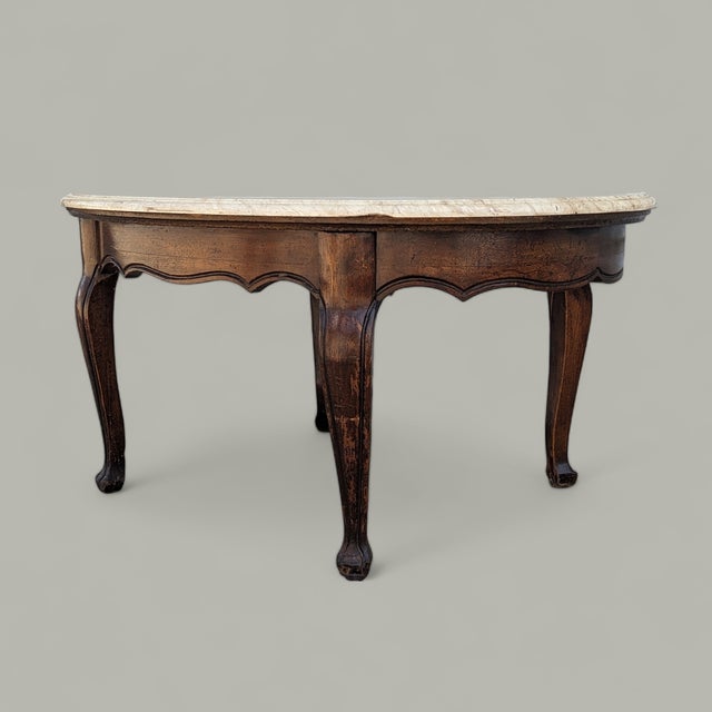 Vintage Faux Travertine-Top Coffee Table With Cabriole Legs, Marble For Sale - Image 11 of 15