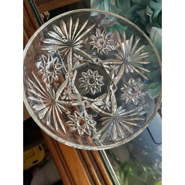 1960s Vintage Anchor Hocking “Prescut” Crystal Clear Glass Candy Dish W/ Lid For Sale - Image 5 of 7