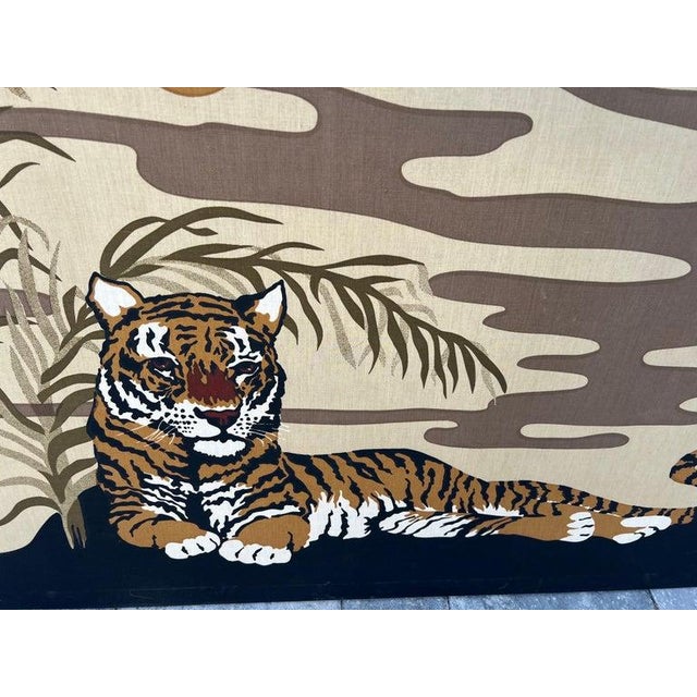 Domus 1977 Domus Textiles Hand Printed Tiger Art by Joan Spatrizano For Sale - Image 4 of 18
