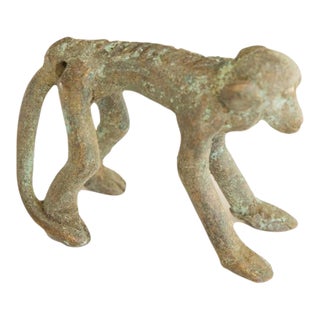 Vintage African Bronze Monkey Standing For Sale