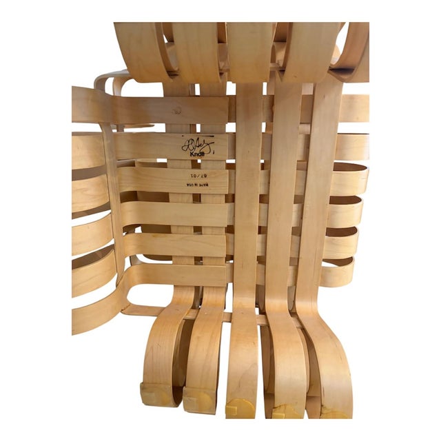 Vintage 1993 Frank Gehry for Knoll Power Play Woven Lounge Chair and Ottoman For Sale - Image 12 of 18