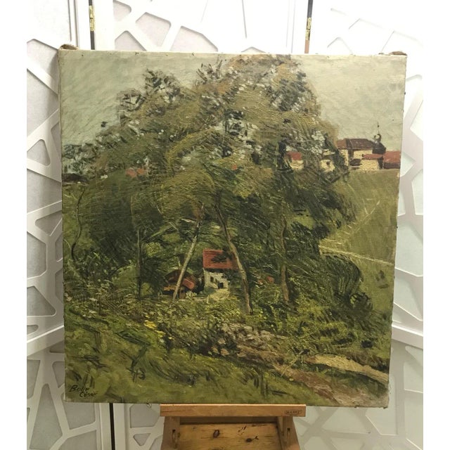 César Alphonse Bolle, House Seen from Above, Oil on Canvas , in Very Good conditions. This piece is attributed to the...