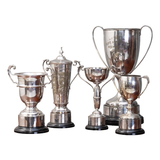 Vintage Silver Plated Trophies, 1950, Set of 5 For Sale
